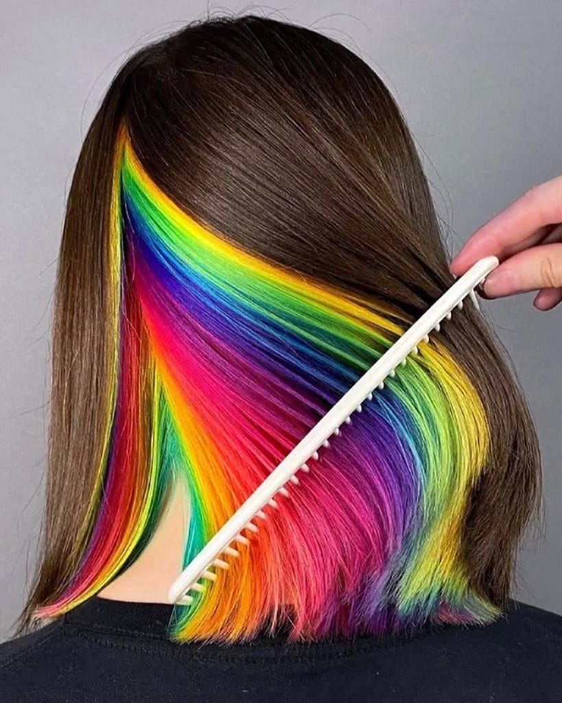 Short Rainbow Hair Color
